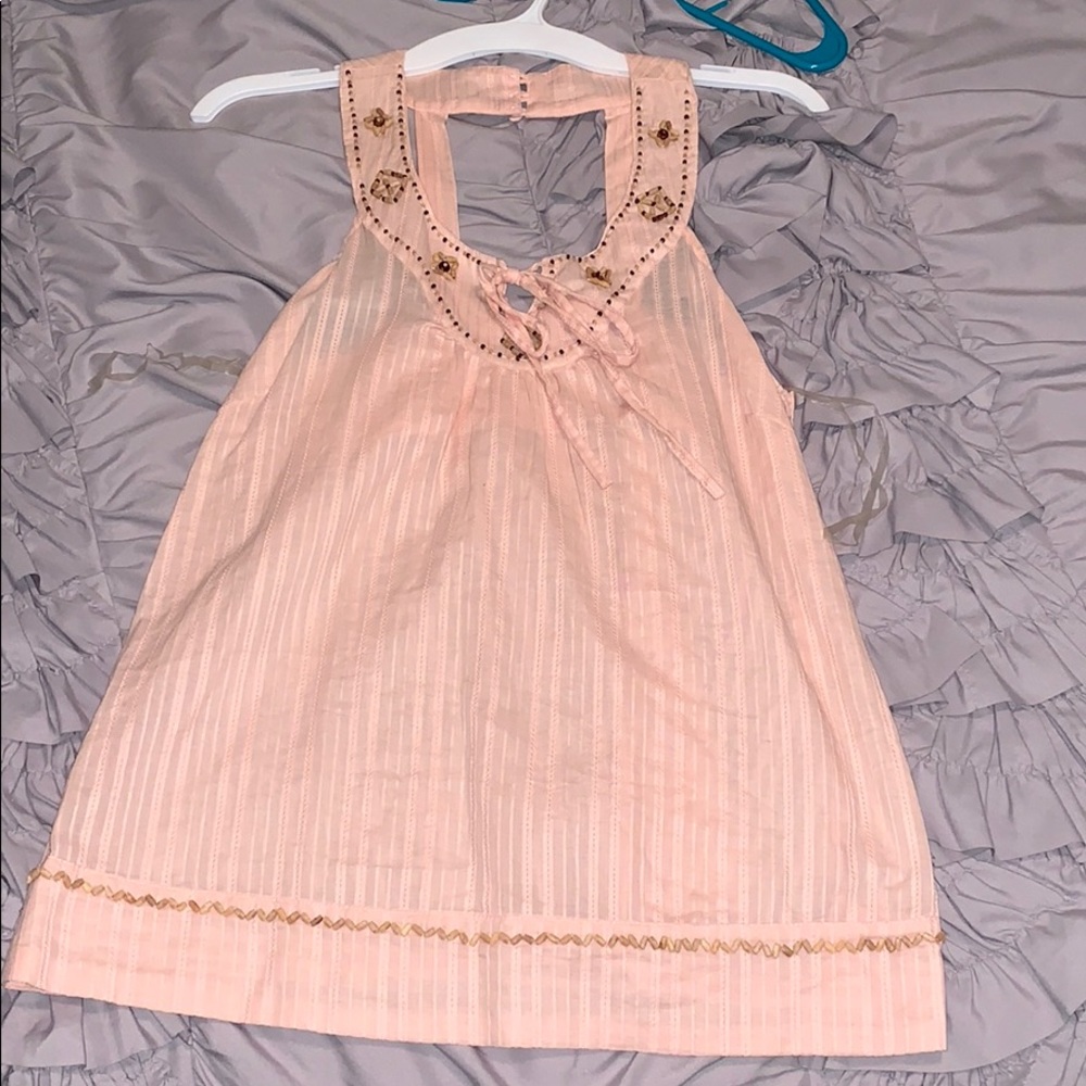 Peach tank top with beading